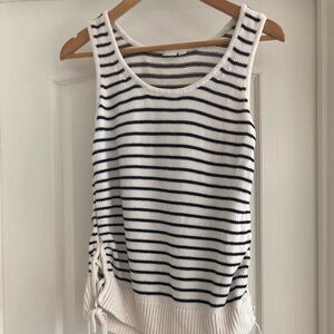 GAP Black and Cream Striped Sweater knit Sleeveless shell Top with ties